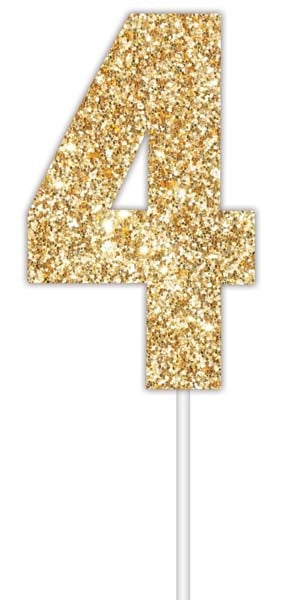 Cake Topper Num Glitter Gold #4