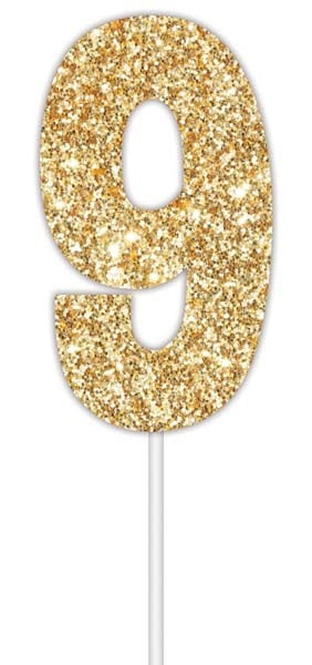 Cake Topper Num Glitter Gold #9