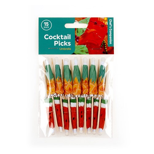 Cocktail Picks Umbrella - Fruit Design 15pk