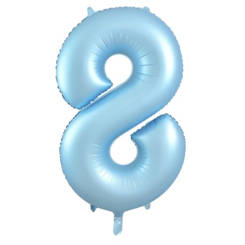 Helium INFLATED Matt Pastel Blue Number #8 Foil Balloon