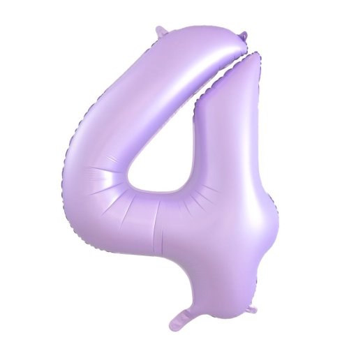 Helium INFLATED Matt Pastel Lilac Number #4 Foil Balloon