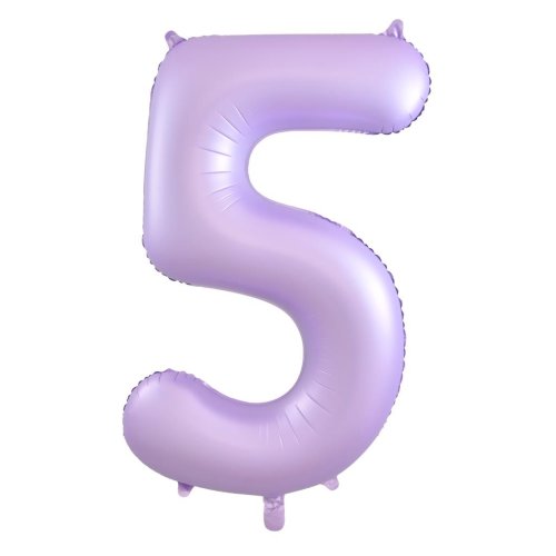 Helium INFLATED Matt Pastel Lilac Number #5 Foil Balloon