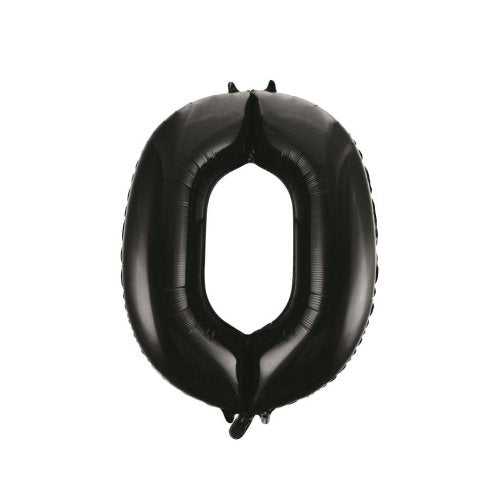 Helium INFLATED Black Number #0 Foil Balloon