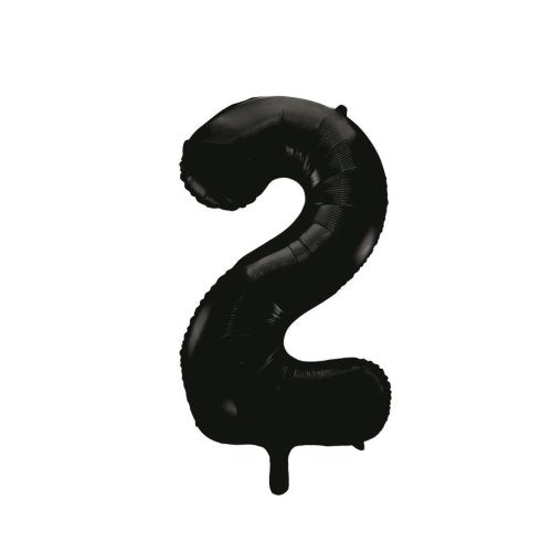 Helium INFLATED Black Number #2 Foil Balloon