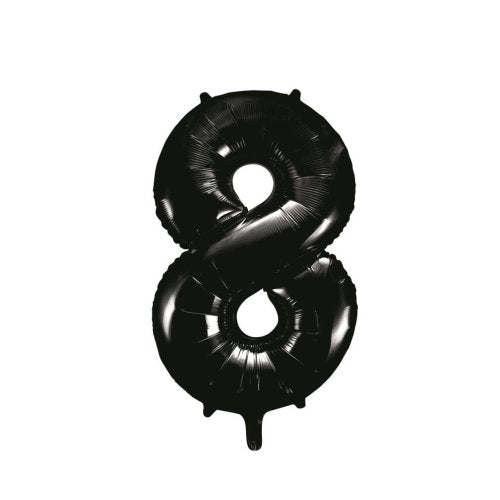 Helium INFLATED Black Number #8 Foil Balloon