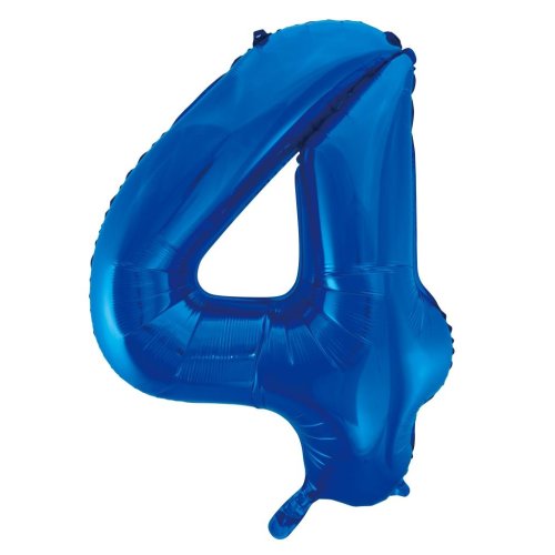 Helium INFLATED Blue Number #4 Foil Balloon