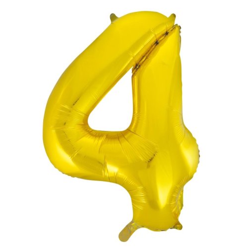 Helium INFLATED Gold Number #4 Foil Balloon