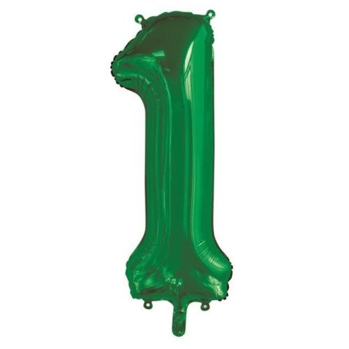 Helium INFLATED Green Number #1 Foil Balloon