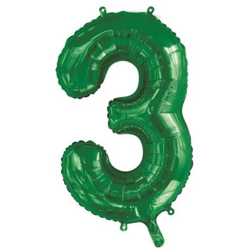 Helium INFLATED Green Number #3 Foil Balloon