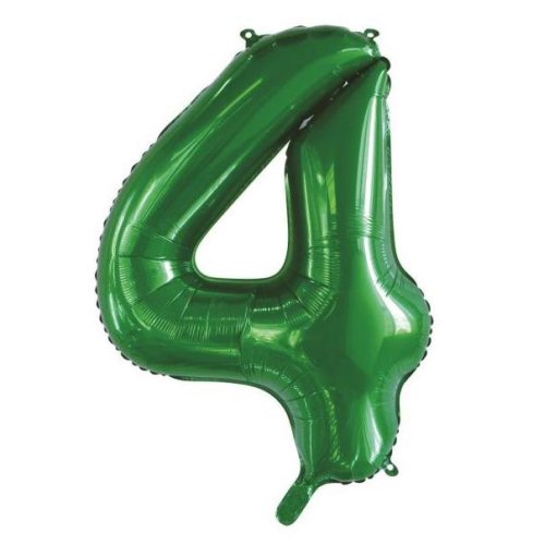 Helium INFLATED Green Number #4 Foil Balloon