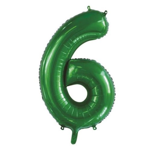 Helium INFLATED Green Number #6 Foil Balloon