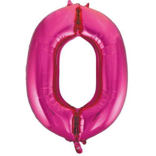 Helium INFLATED Magenta Number #0 Foil Balloon