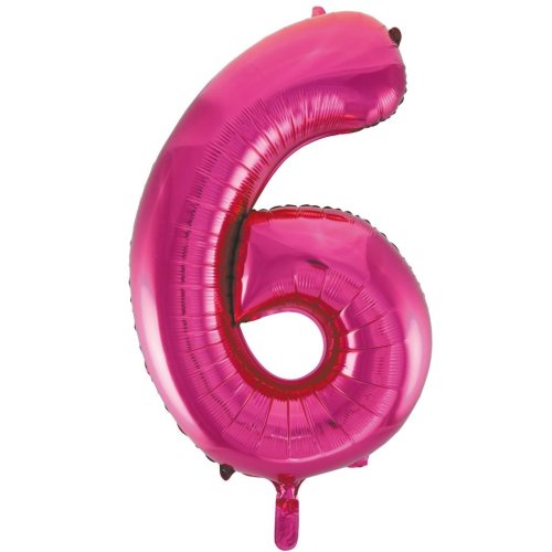 Helium INFLATED Magenta Number #6 Foil Balloon
