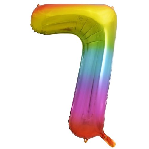 Helium INFLATED Rainbow Splash Number #7 Foil Balloon