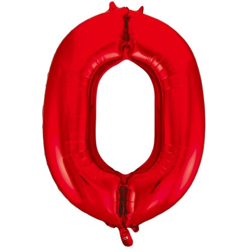 Helium INFLATED Red Number #0 Foil Balloon