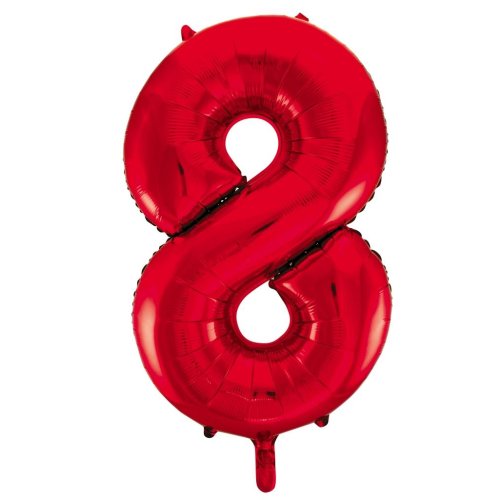 Helium INFLATED Red Number #8 Foil Balloon