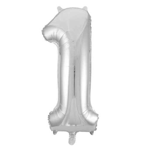 Helium INFLATED Silver Number #1 Foil Balloon