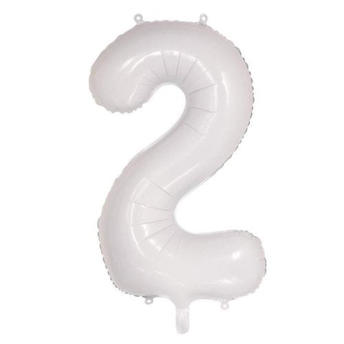 Helium INFLATED White Number #2 Foil Balloon
