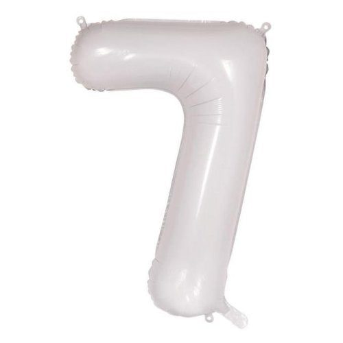 Helium INFLATED White Number #7 Foil Balloon