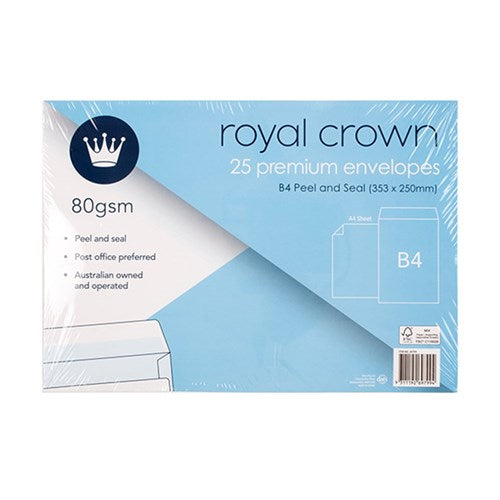 Envelope Wht Pocket P&S 80gsm B4 25Pk P7.6 FSC Mix Credit