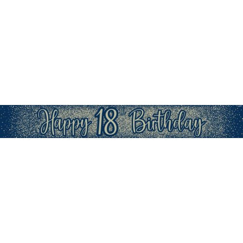 Metallic Glitter Navy Happy #18 Birthday Banner