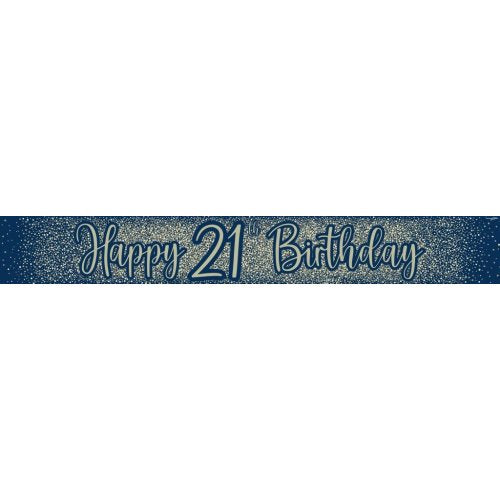 Metallic Glitter Navy Happy #21 Birthday Banner