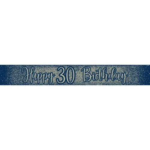 Metallic Glitter Navy Happy #30 Birthday Banner