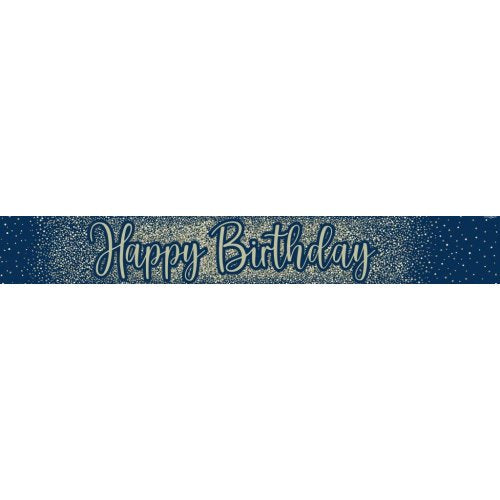 Metallic Glitter Navy Happy Birthday Banner
