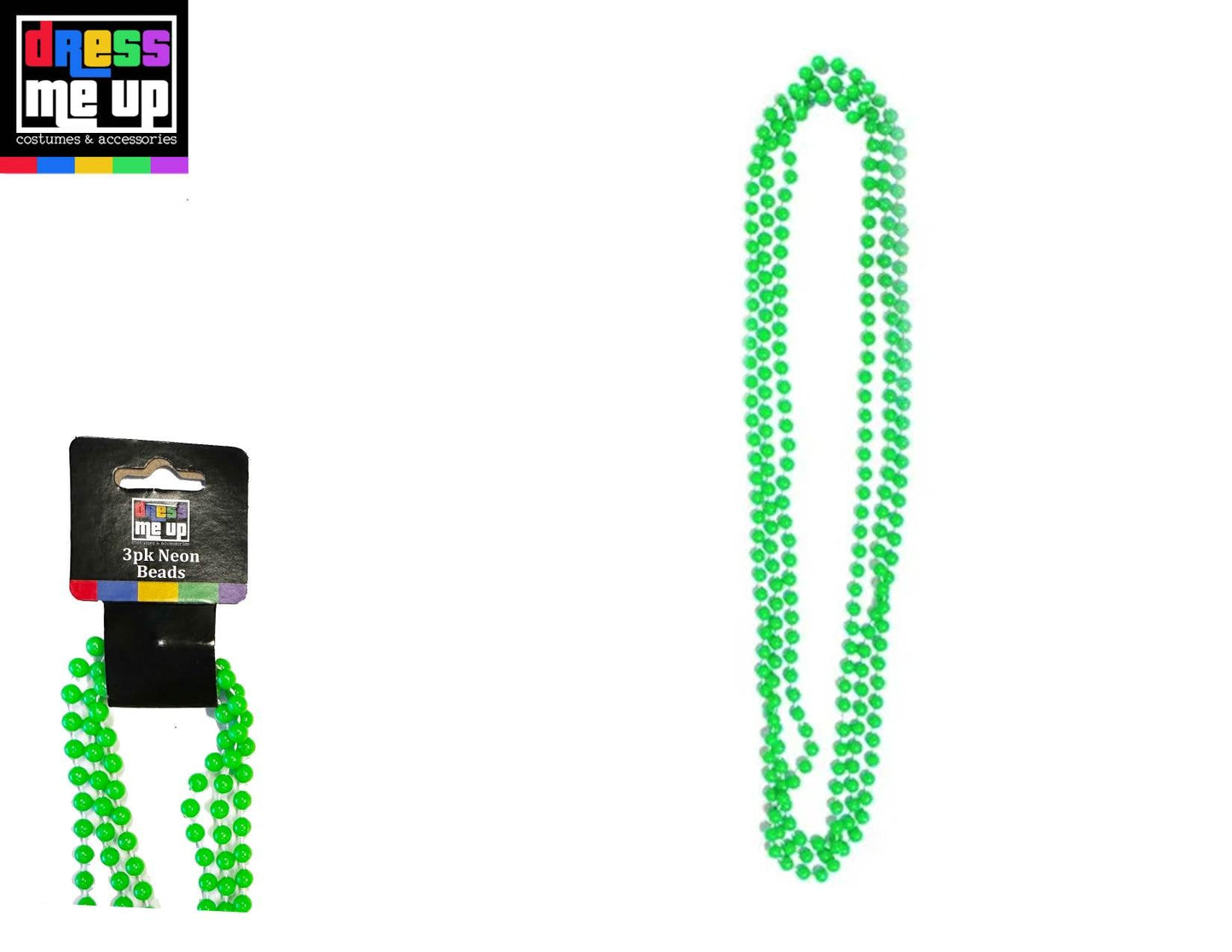 Neon Green 90'S Beads Necklace 3Pck