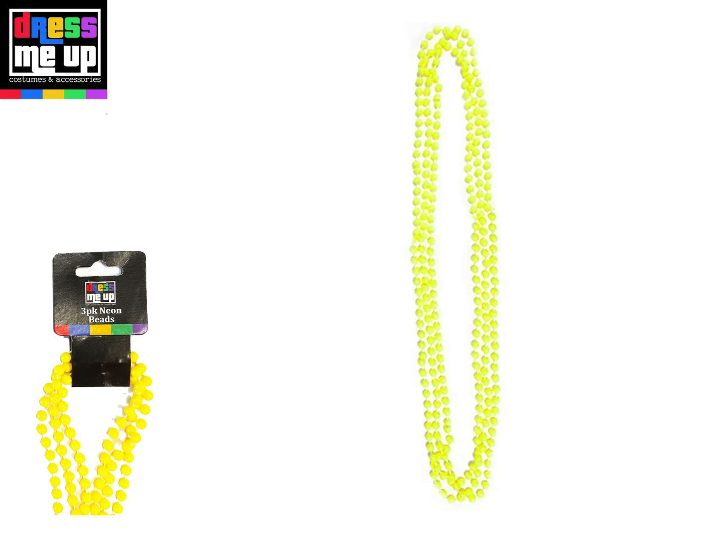 Neon Yellow 90'S Beads Necklace 3Pck