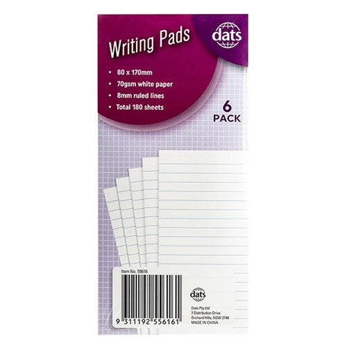 Pad Paper Writing 6pk 70gsm Ruled