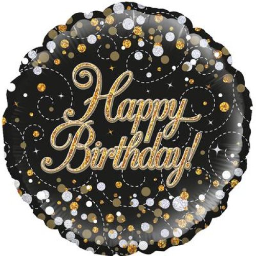 Sparkling Fizz Black & Gold Birthday Round