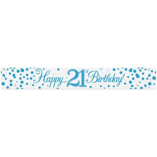 Sparkling Fizz Blue #21 Birthday Banner