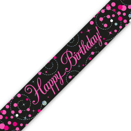 Sparkling Fizz Pink Banner Happy Birthday
