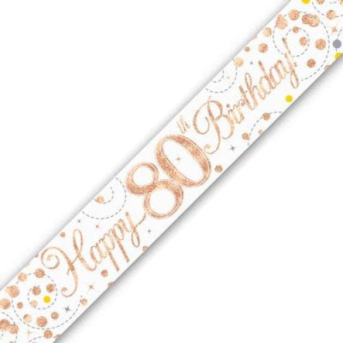 Sparkling Fizz Rose Gold #80 Birthday Banner
