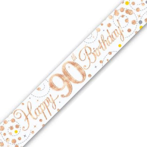 Sparkling Fizz Rose Gold #90 Birthday Banner