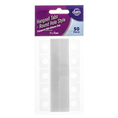 Tab Hangsell Self Adhesive 22x32mm Round Hole 50pk