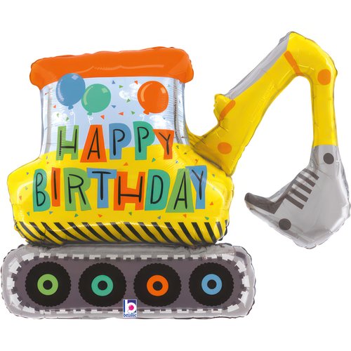 Helium INFLATED Birthday Construction Excavator Shape