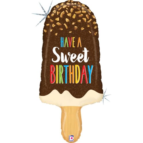 Helium INFLATED Birthday Ice Cream Bar Holographic Shape
