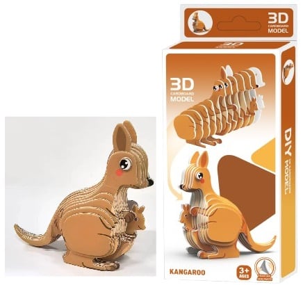 3D Kangaroo Jigsaw Puzzle Cardboard Model