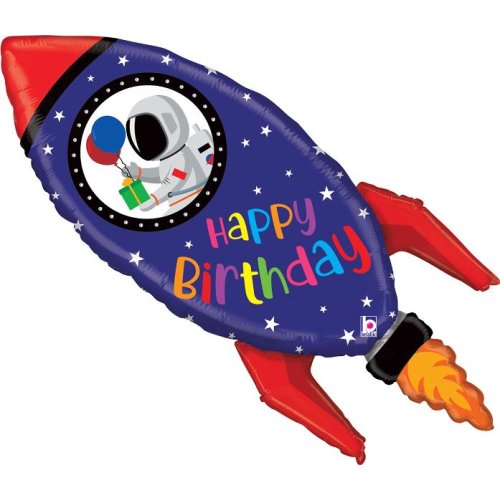 Helium INFLATED Birthday Rocket Shape