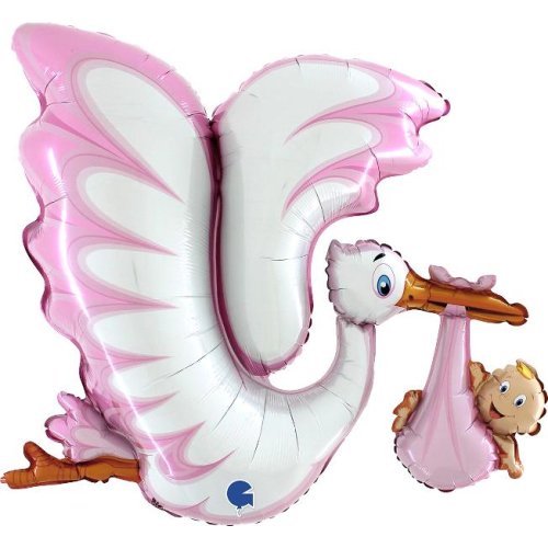 Helium INFLATED Stork Pink Shape
