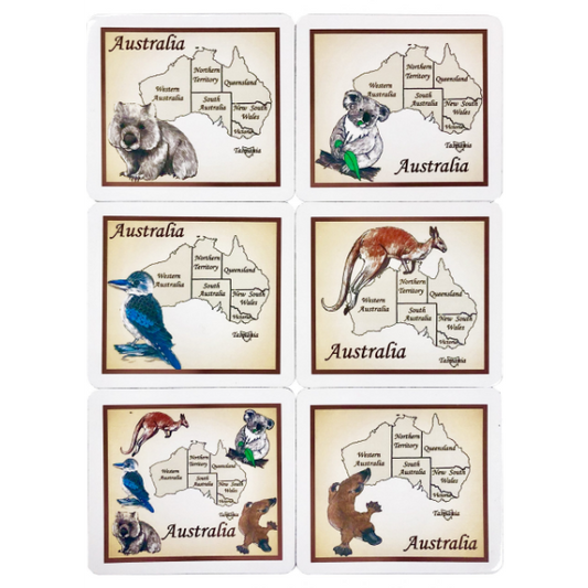 Australian Souvenir Coaster Foam 6 pcs Pack - Animal Design