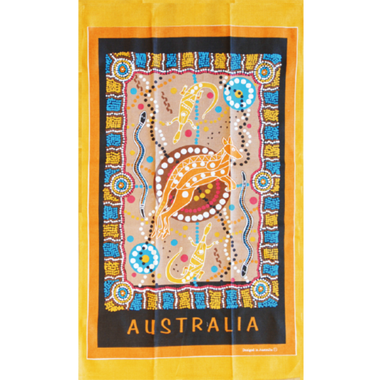Australian Souvenir Cotton Tea Towel - Aboriginal Design