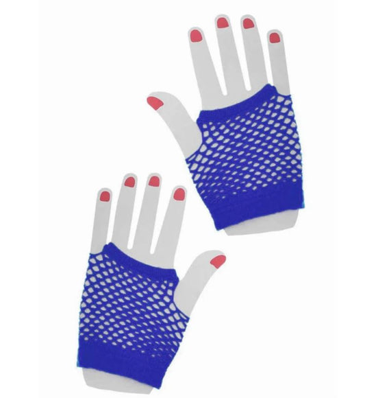 Blue Fishnet Hand Gloves