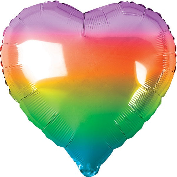 Balloons Foil 45cm  Heart Rainbow