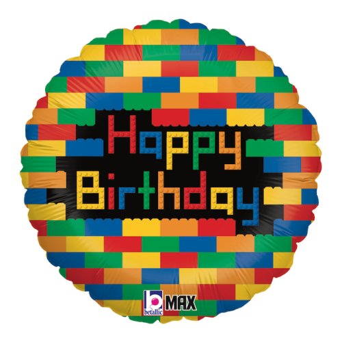 Helium INFLATED Birthday Blocks Round