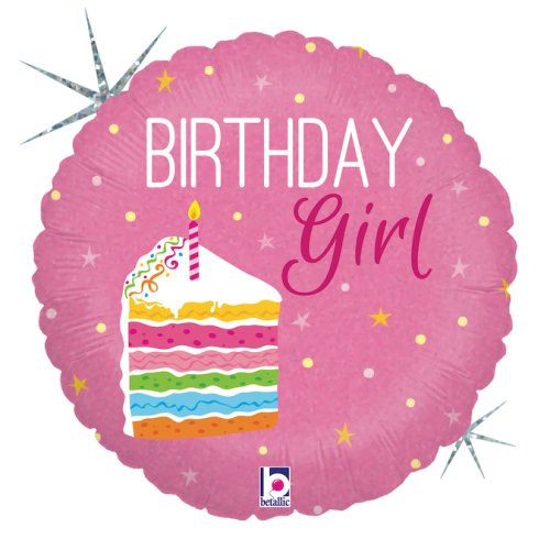 Helium INFLATED Birthday Cake Girl Round