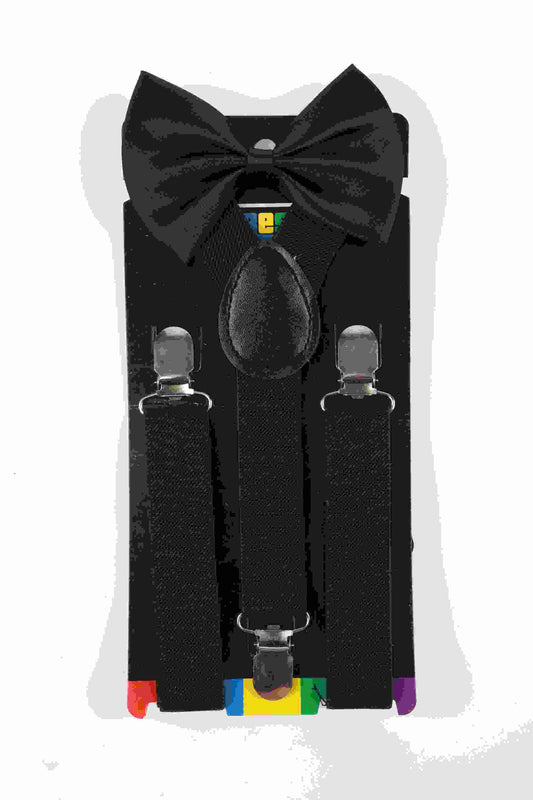 Childrens 2Pce Black Suspender And Bow Tie Set