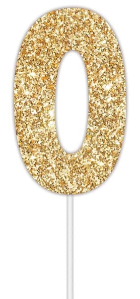 Cake Topper Num Glitter Gold #0